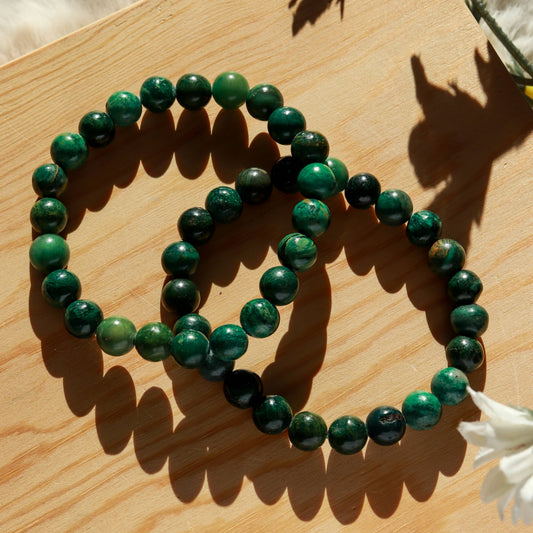 Jade Bracelet Stretchable 8mm Beads, 7.5 Inches