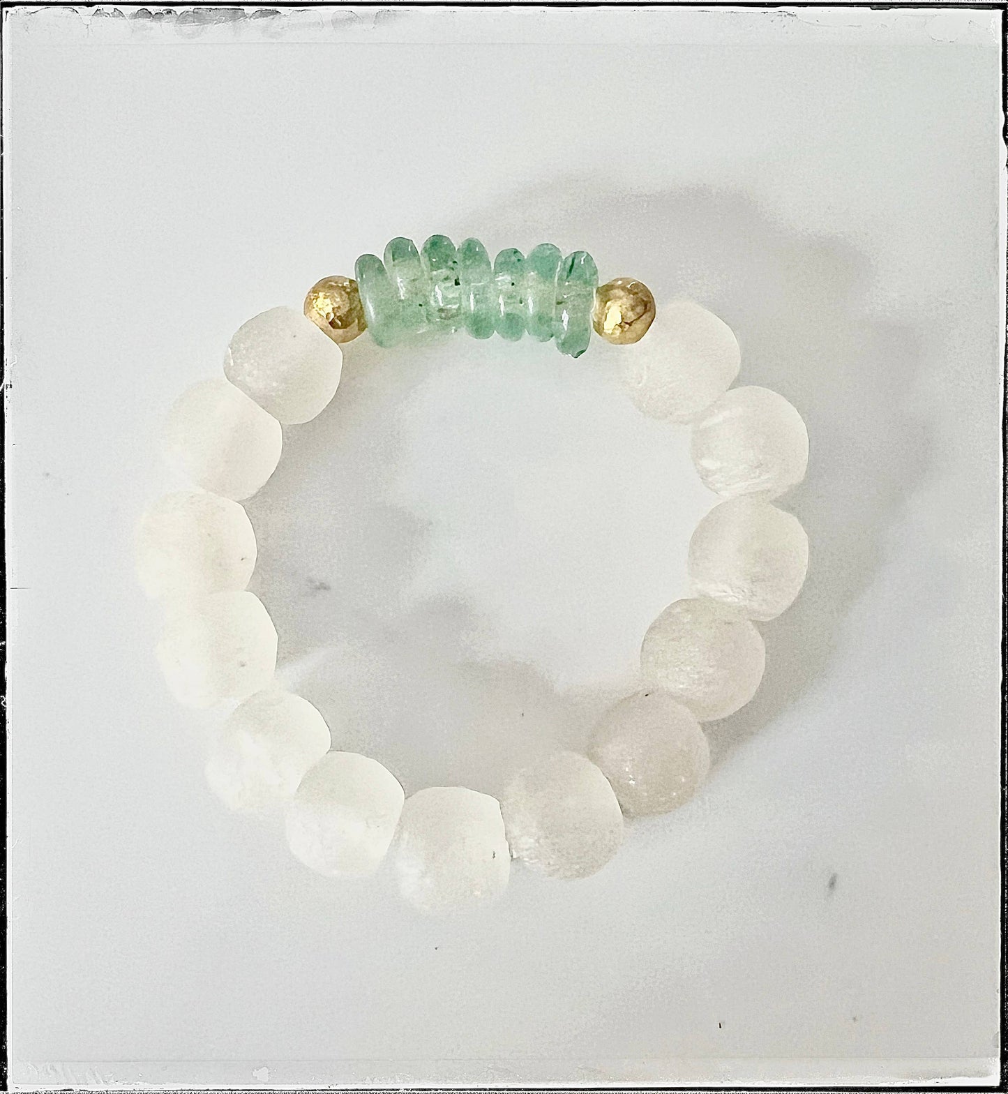 Recycled Glass & Rondelle Bead Stretch Bracelet Stacking