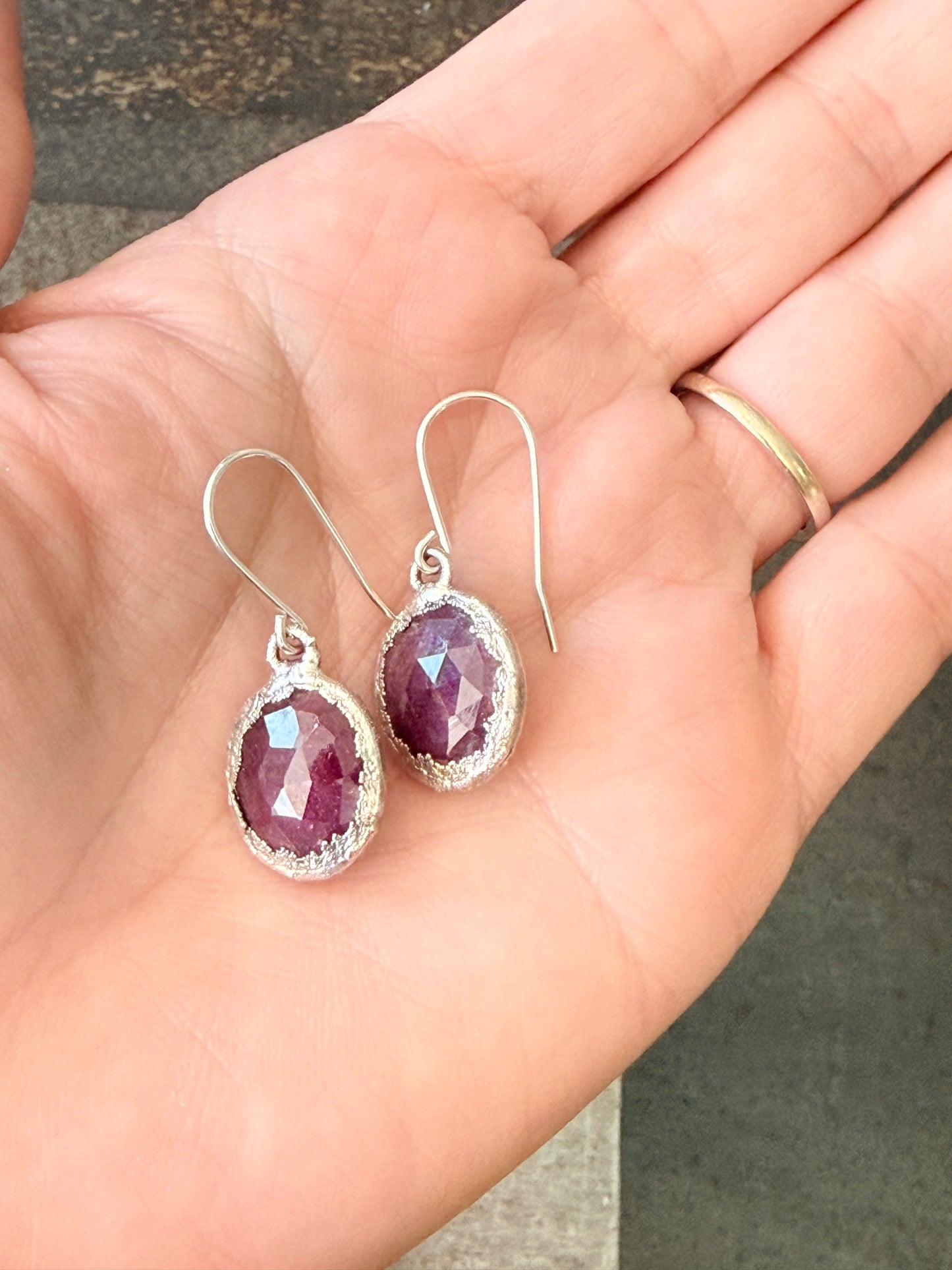 Silver gemstone dangle earrings