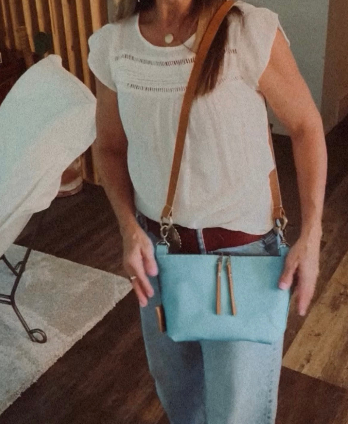 Harper Midi Handbag in Tiffany Blue Purse