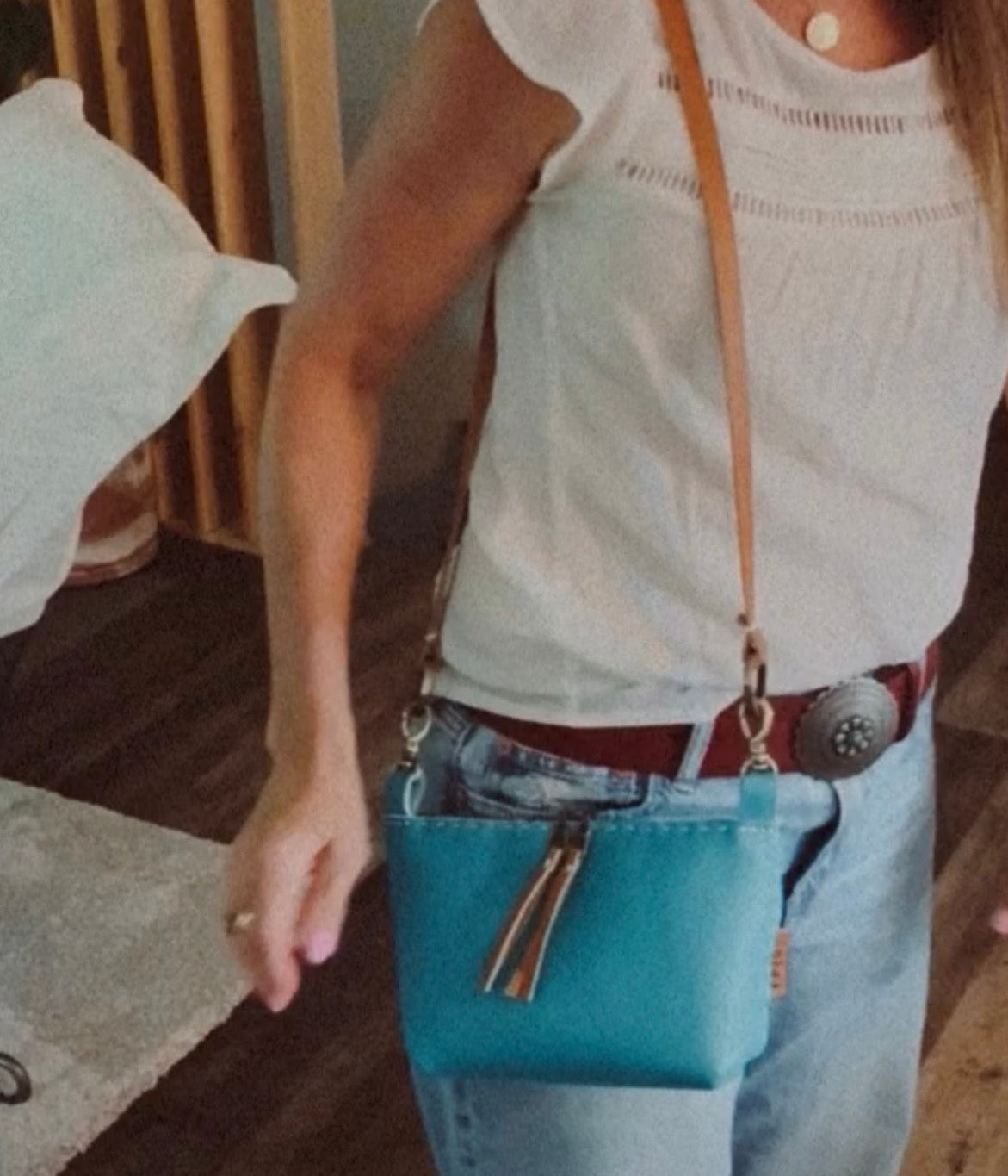 Mini Cove Handbag Leather Purse in Lake Blue