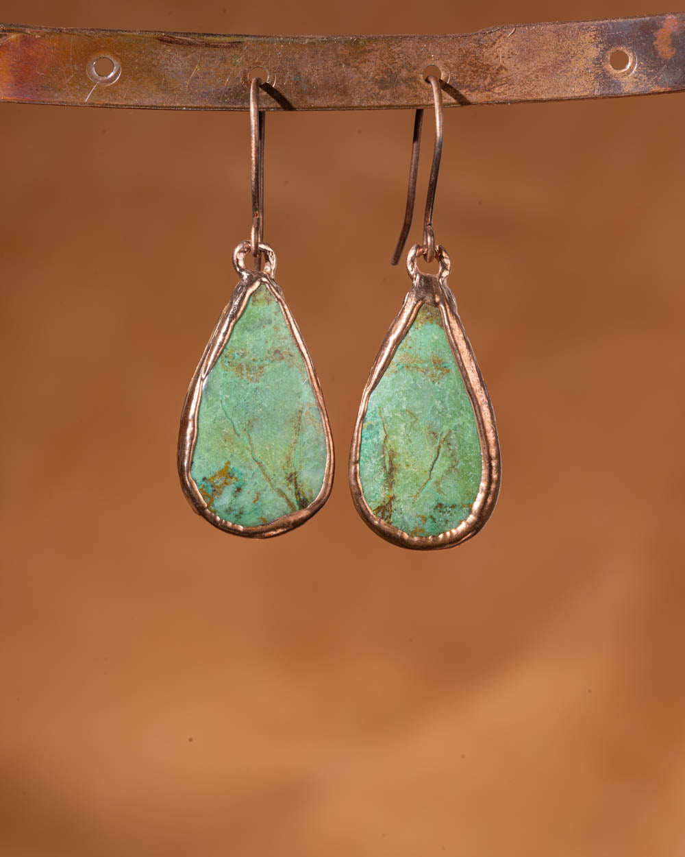 Teardrop Green Turquoise Earrings