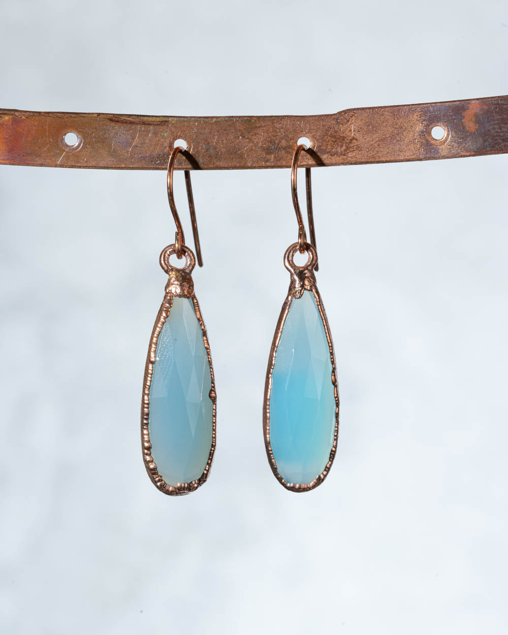 Aqua Chalcedony Dangle Earrings