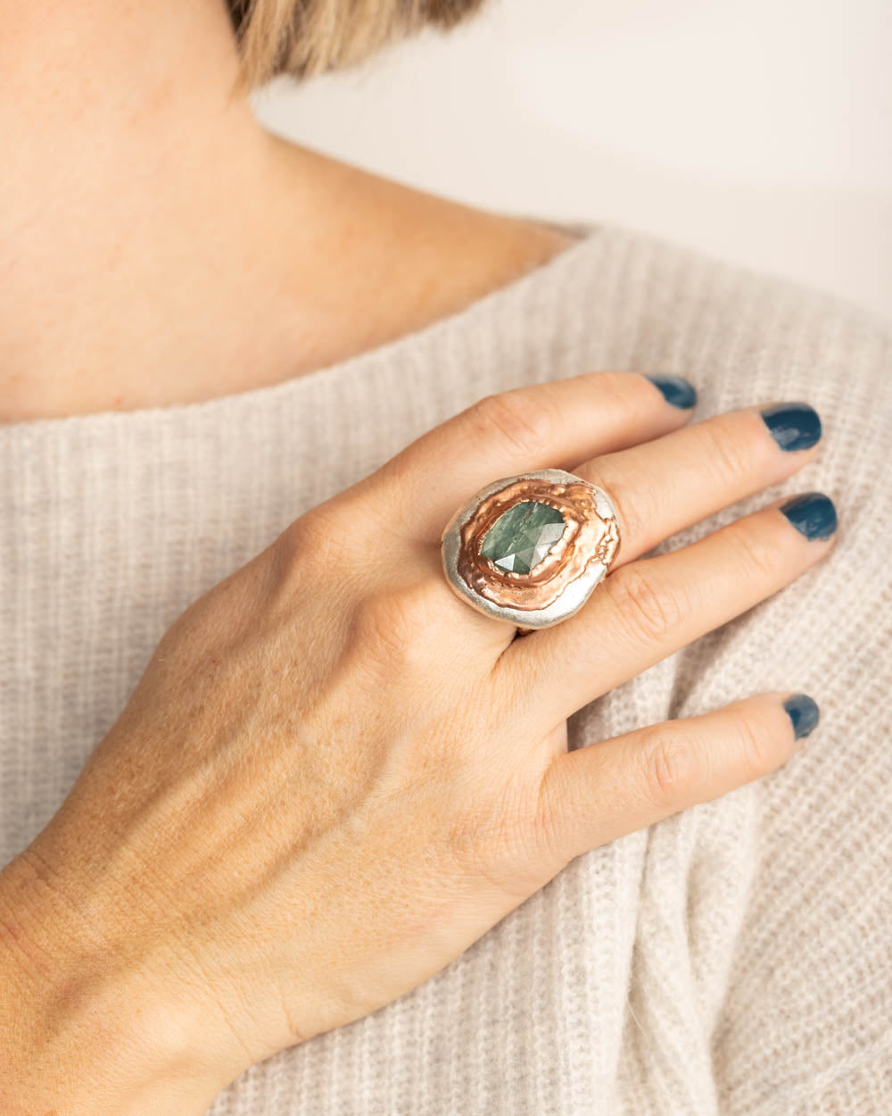 Green Kyanite Adjustable Ring