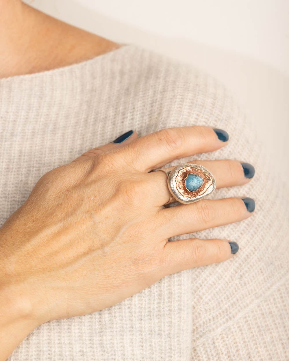 Blue Topaz Adjustable Ring