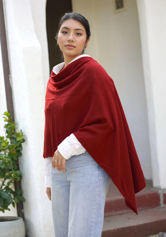Cashmere Poncho Burgundy