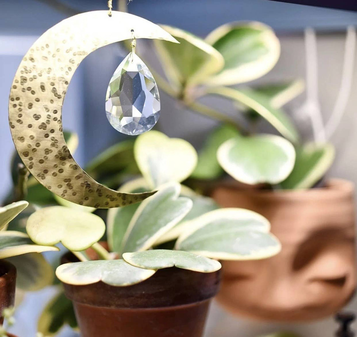 Artemis Brass Sun Light Catcher with Genuine Glass Crystal - alternate angle