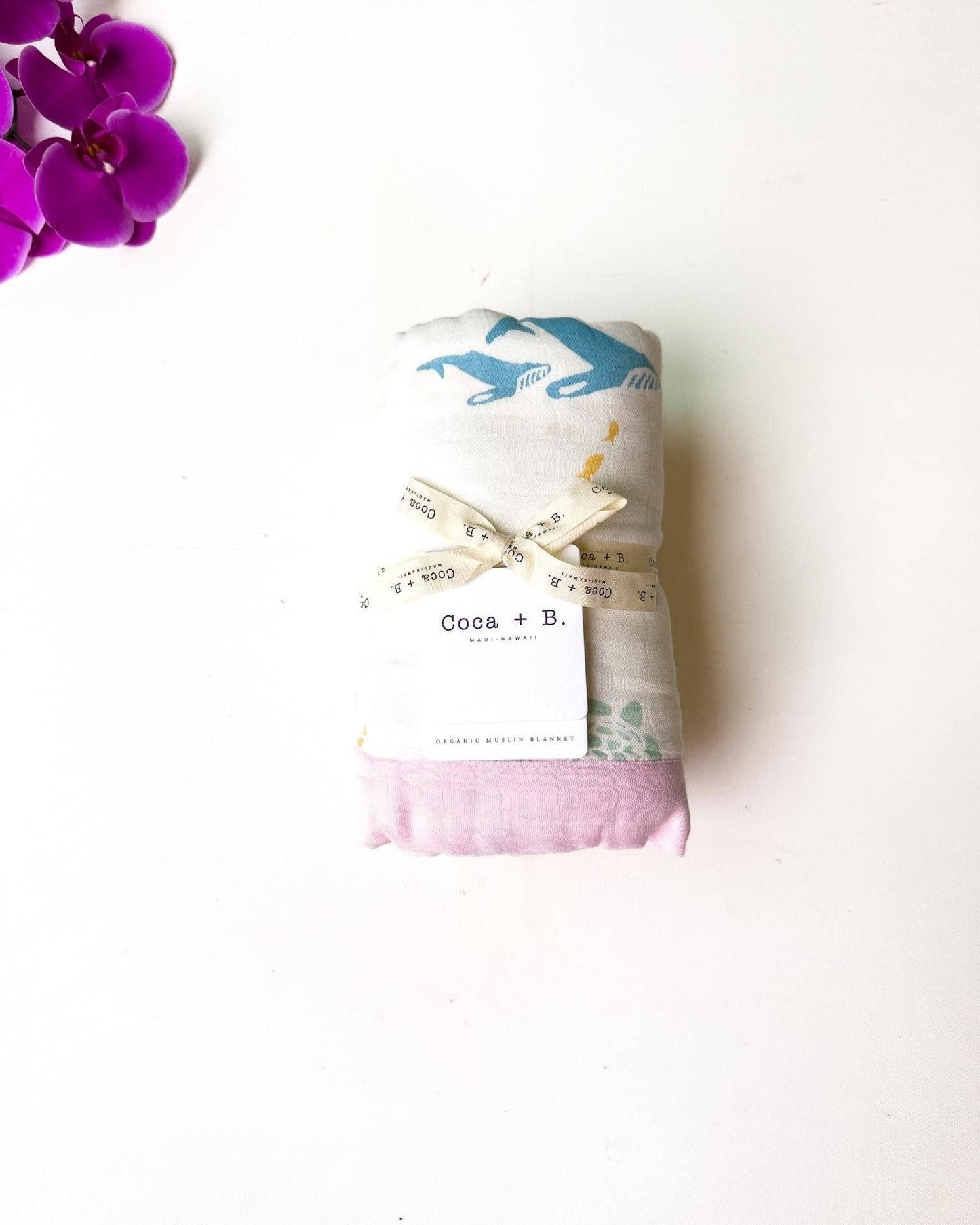 Sea Animals – Pink Trim | 6-Layer Organic Bamboo Muslin Baby Blanket
