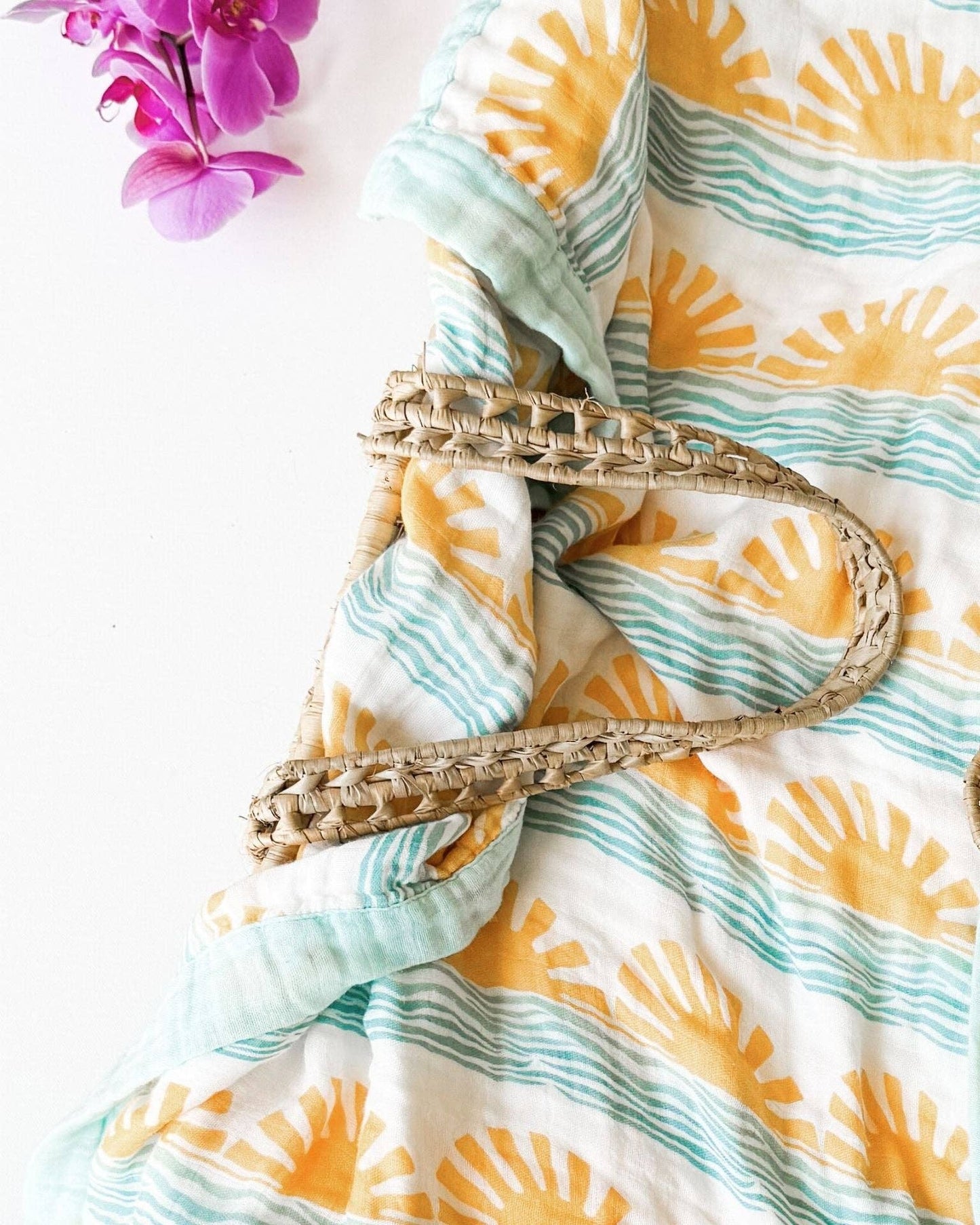 Sun + Wave Print 6-Layer Organic Baby Blanket