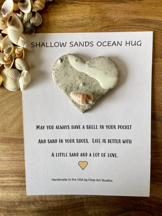 Shallow Sands Ocean Hug Card -  Handmade Resin Heart