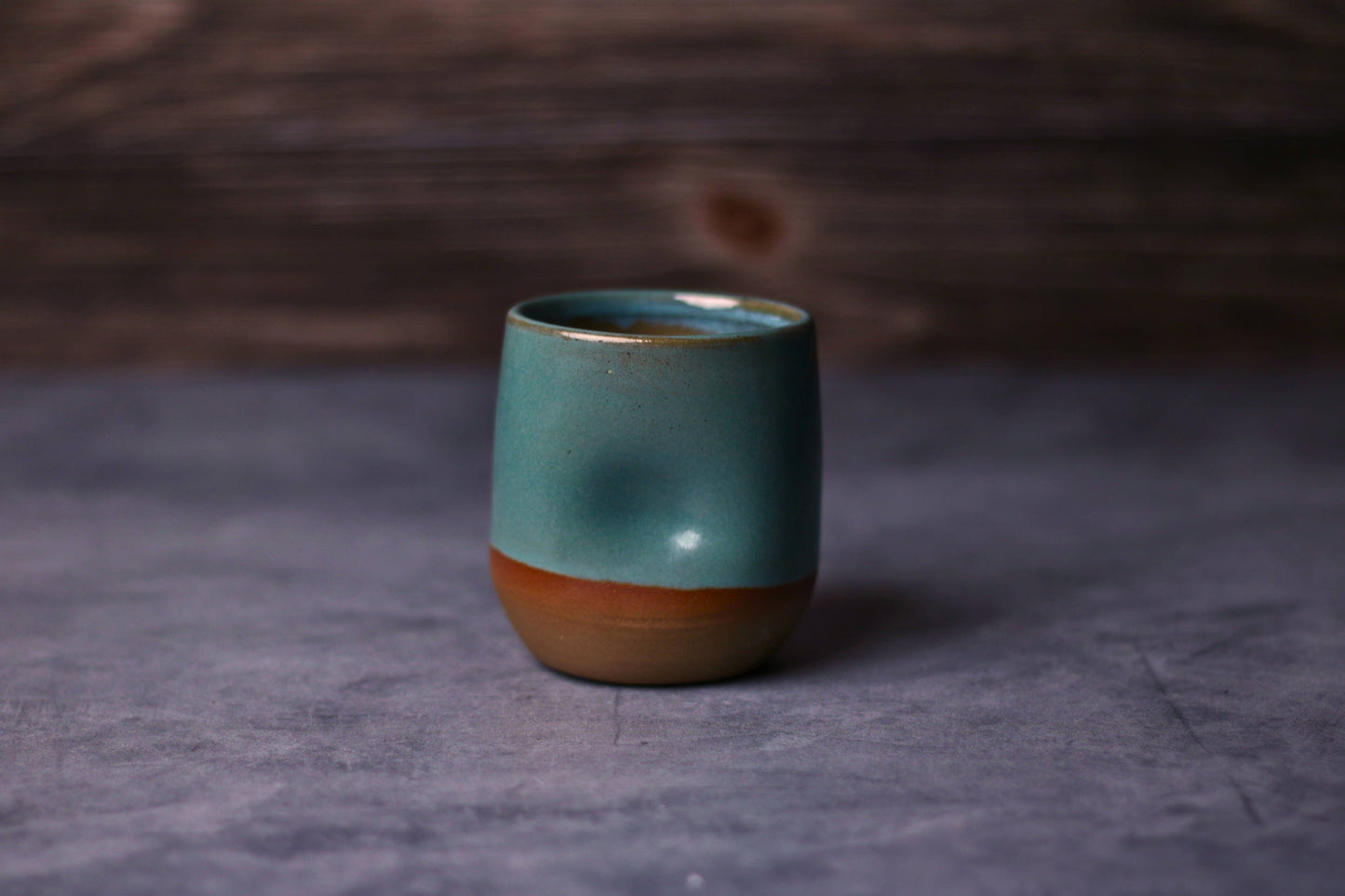 Handmade Ceramic Thumb Cup - Teal