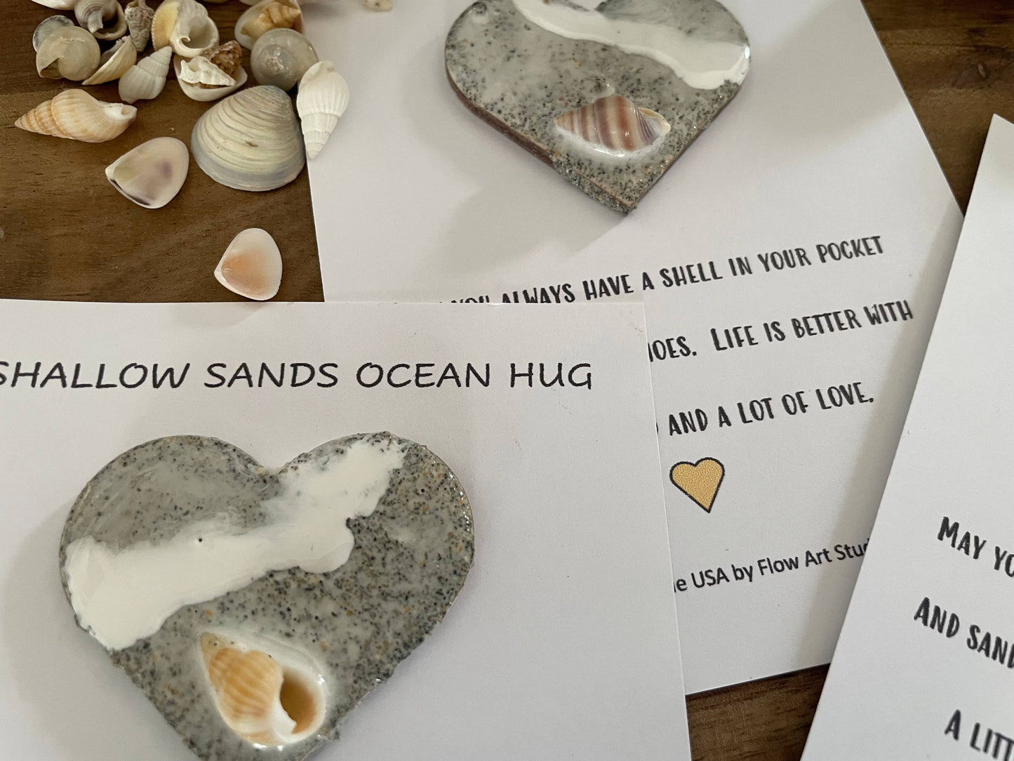 Shallow Sands Ocean Hug Card -  Handmade Resin Heart