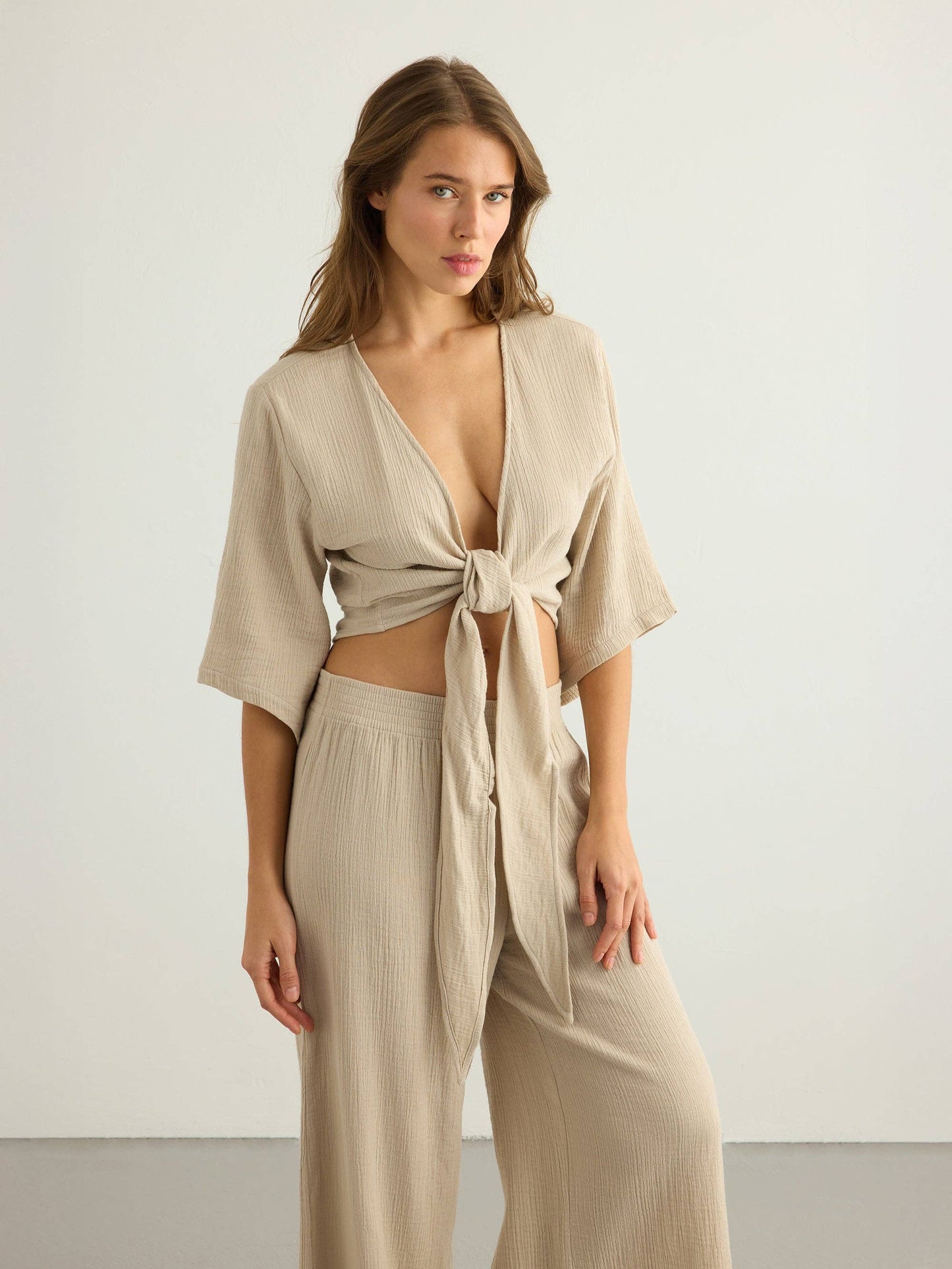Aura Wrap Top - Oatmeal
