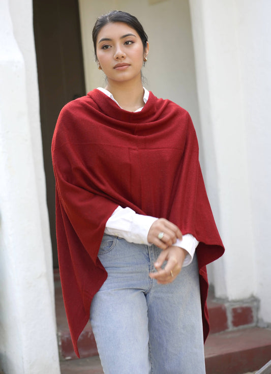Cashmere Poncho Burgundy