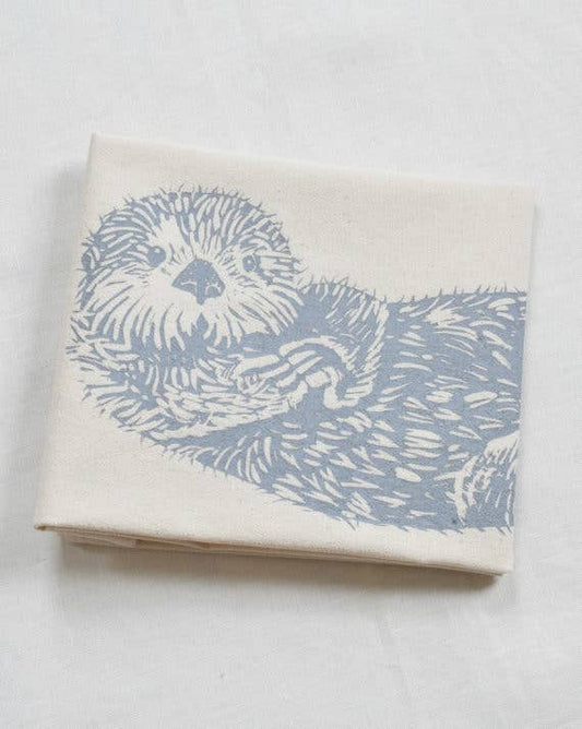 Sea Otter Tea Towel in Grey - Organic Cotton - Eco Friendly