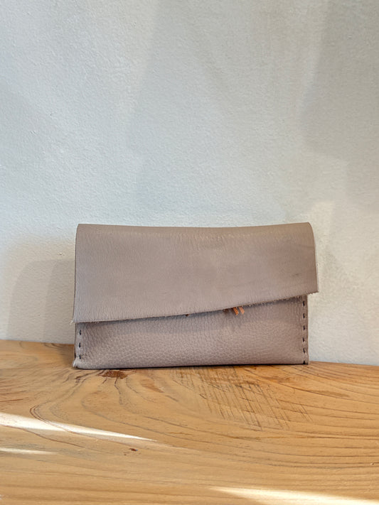 Taupe Leather wallet with flap