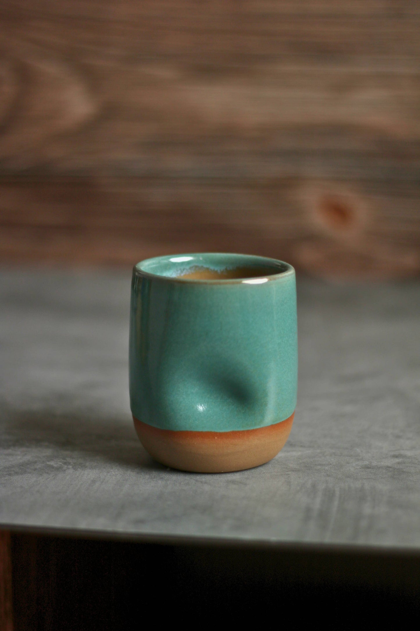 Handmade Ceramic Thumb Cup - Teal