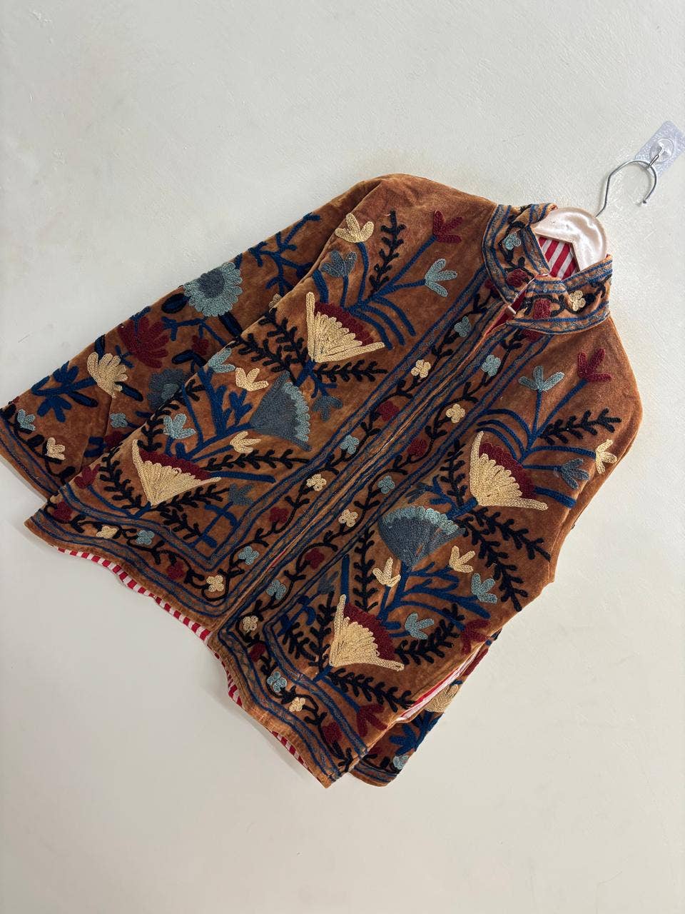 Embroidered Velvet Jacket — Rust