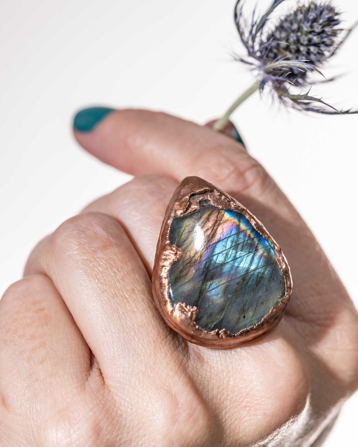 rainbow labradorite statement ring