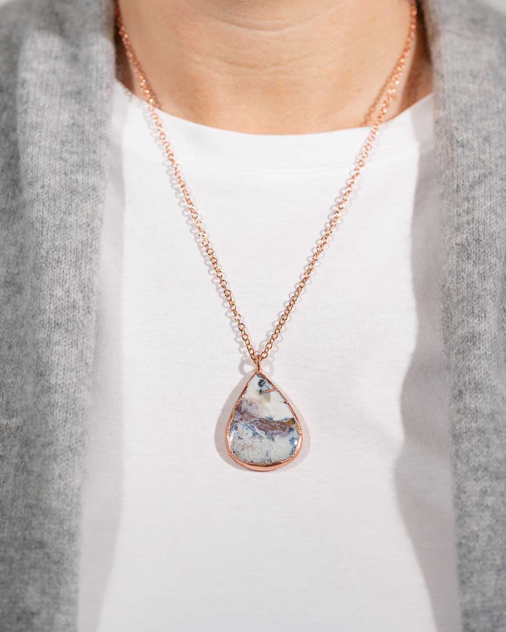 dendritic wood opal pendant