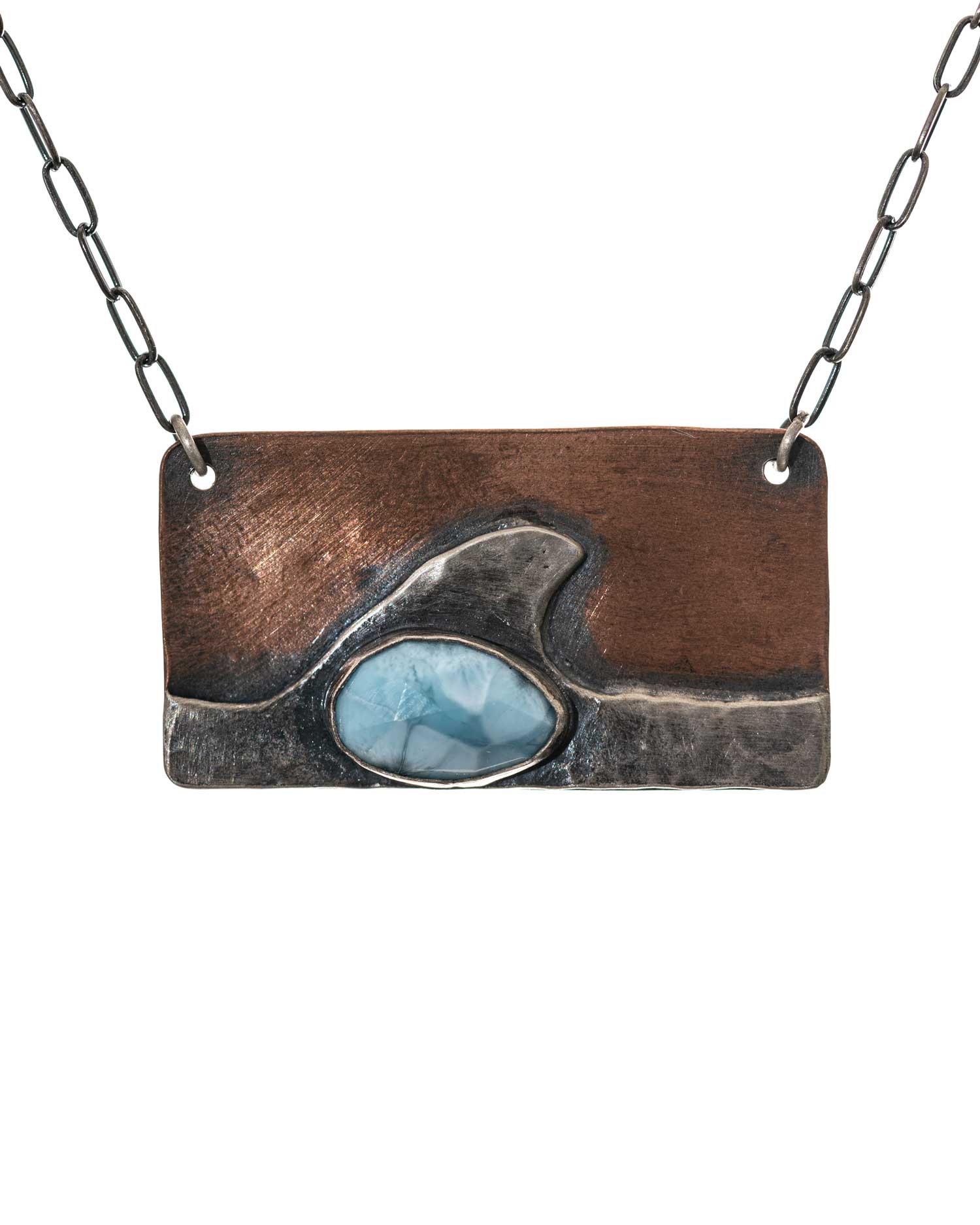 Copper and Silver Wave Necklace