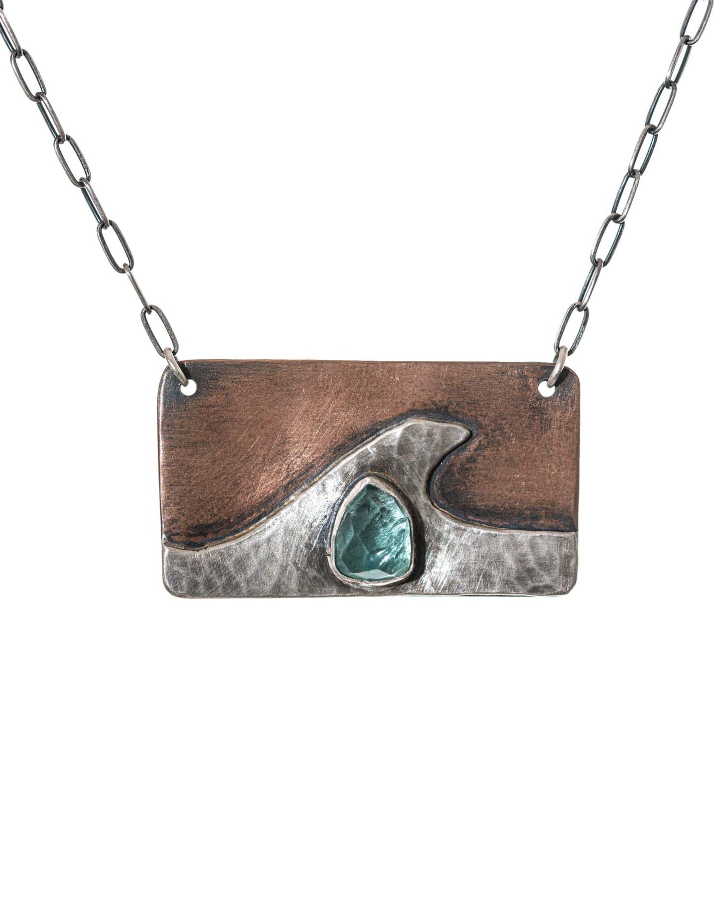 Copper and Silver Wave Necklace