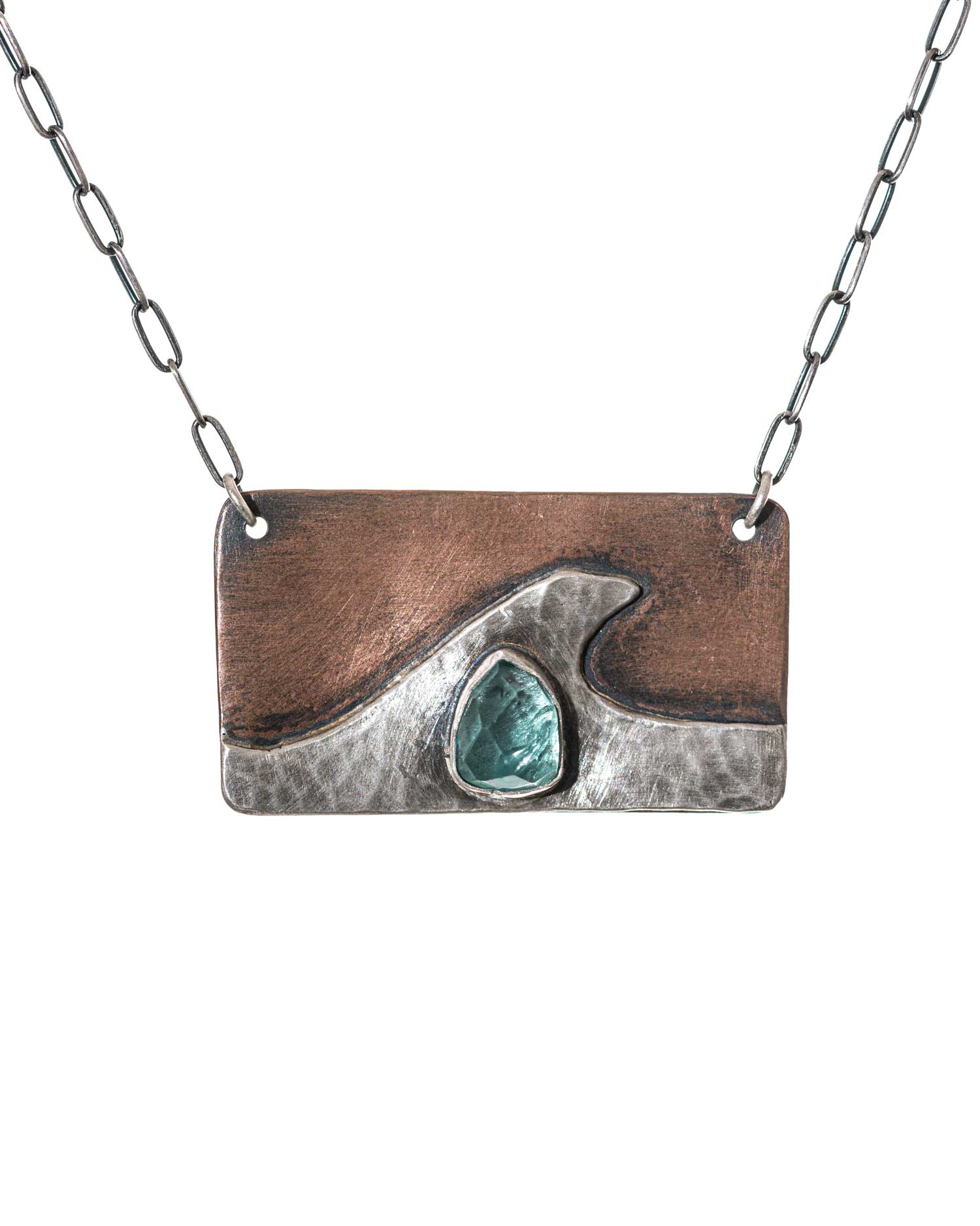 Copper and Silver Wave Necklace