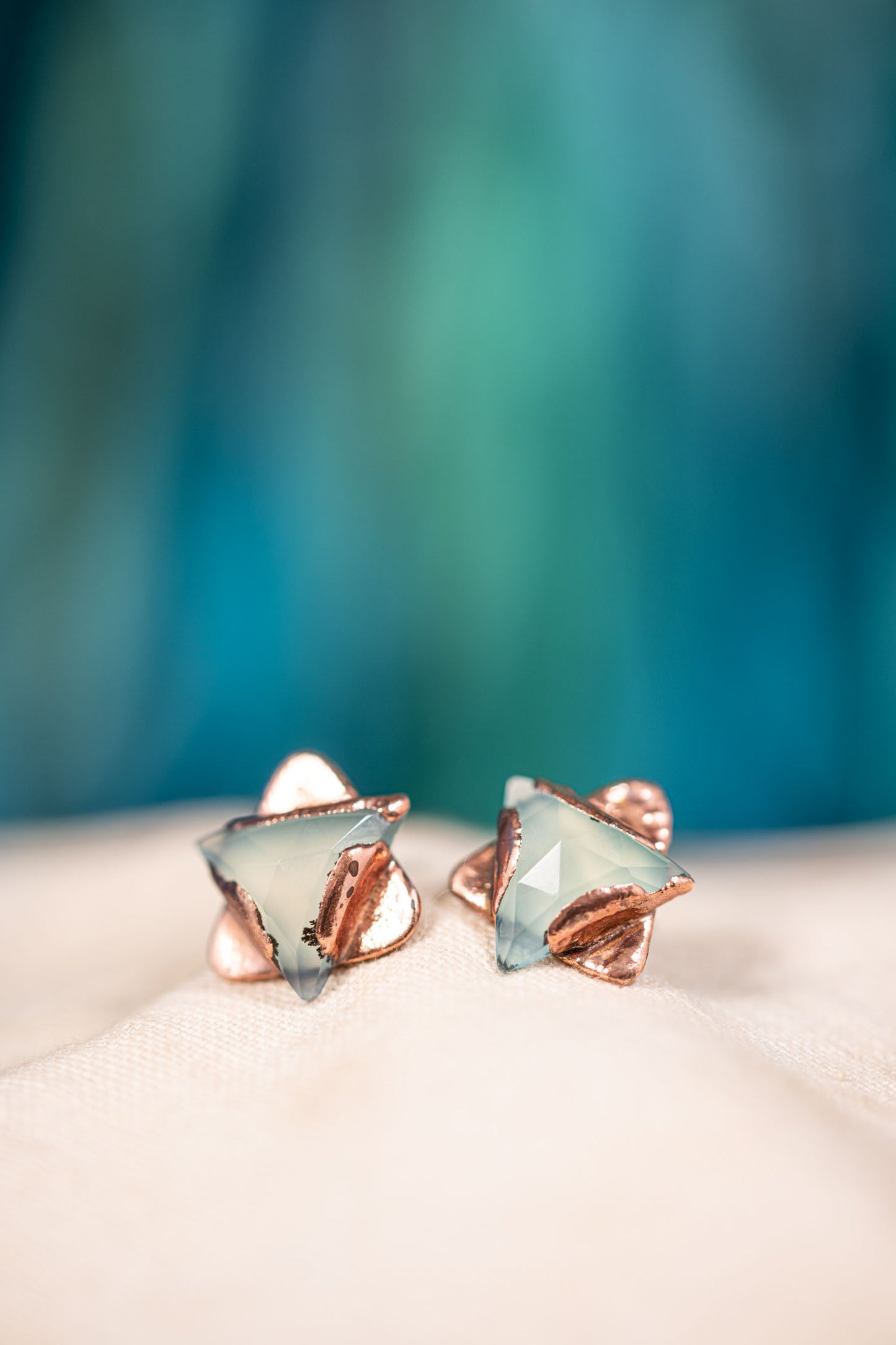 aqua chalcedony stud earrings