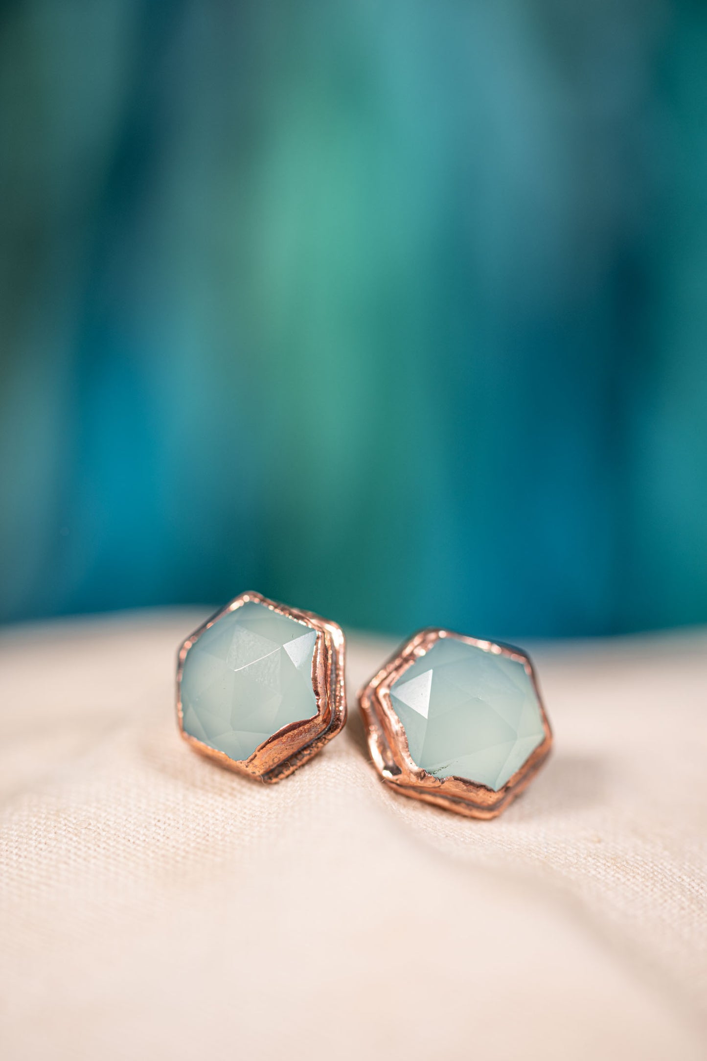aqua chalcedony stud earrings