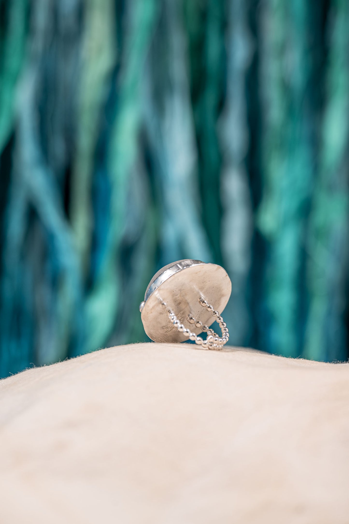 big white sea glass silver statement ring