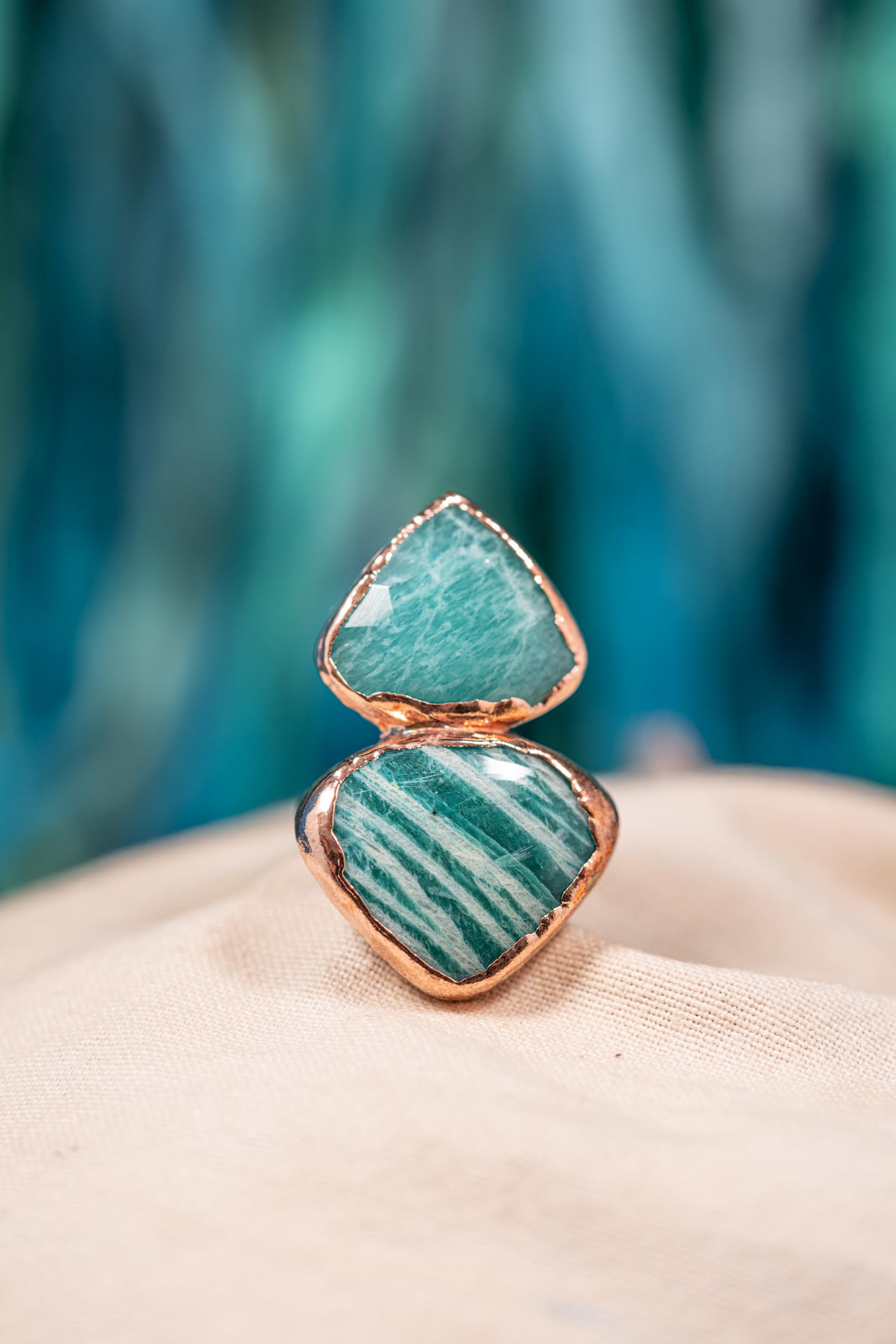 double amazonite statement ring
