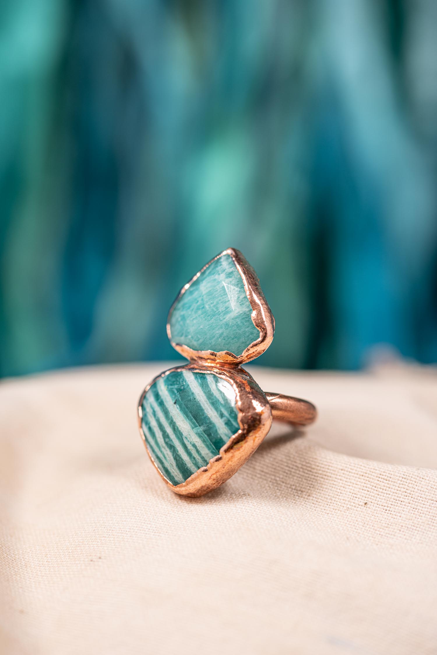 double amazonite statement ring