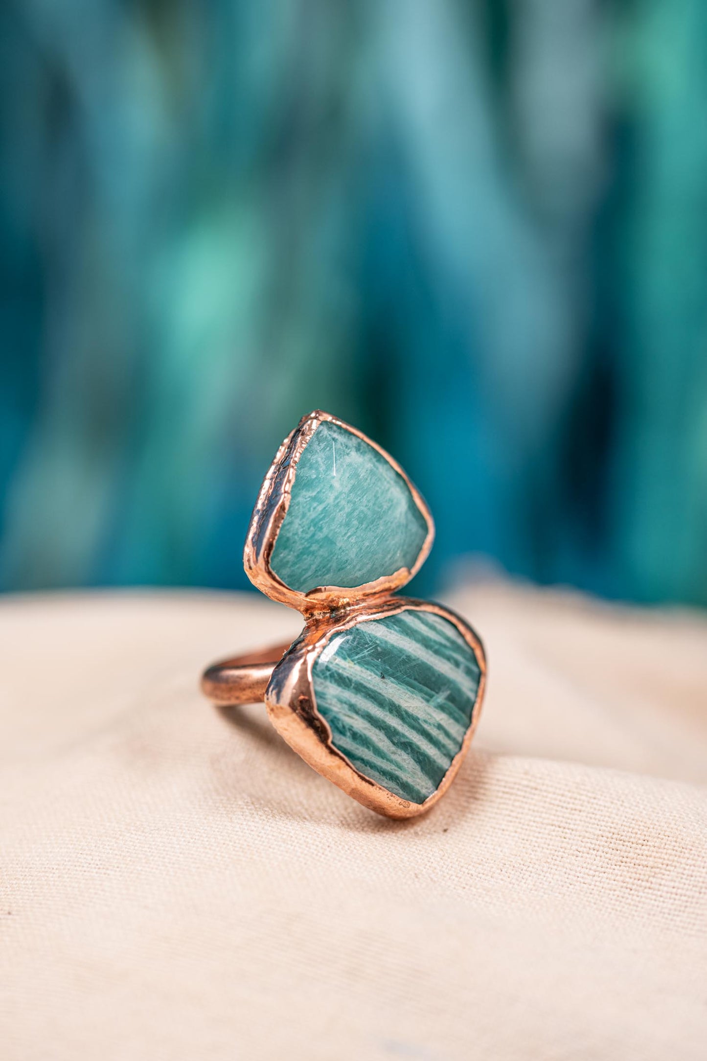 double amazonite statement ring