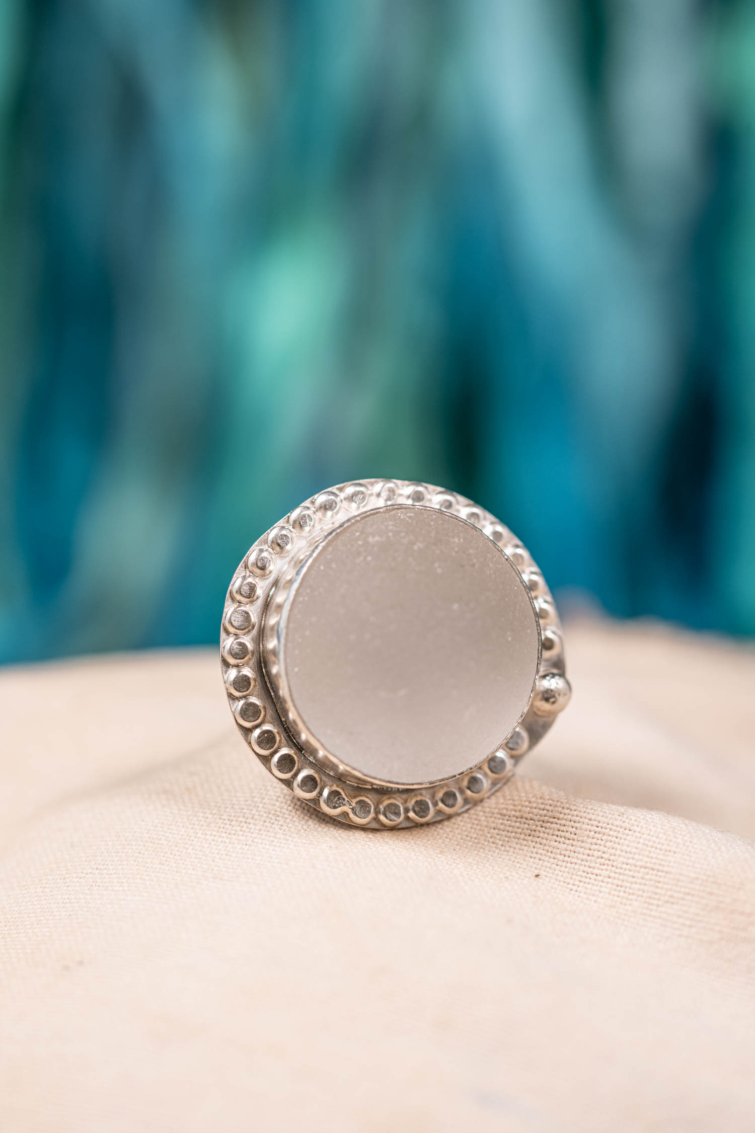 big white sea glass statement ring