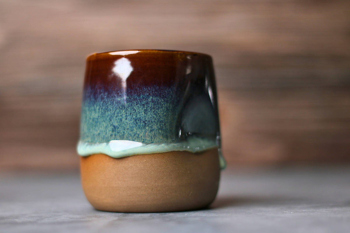 Handmade Ceramic Drippy Thumb Cup, "Merlot"