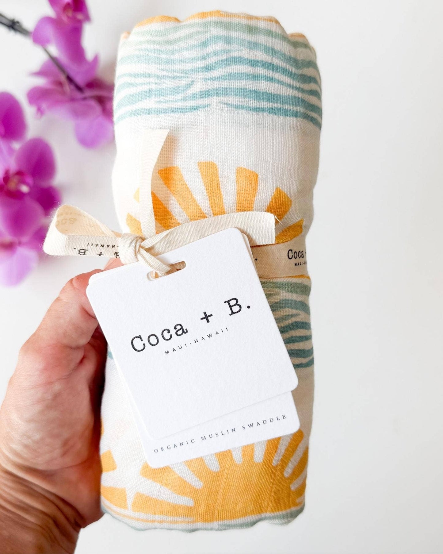 Sun + Wave Organic Baby Swaddle | Surfer Nursery Decor