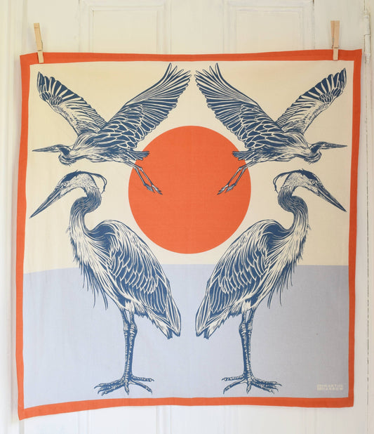 Blue Heron Tea Towel - Organic Cotton - 30" x 30"
