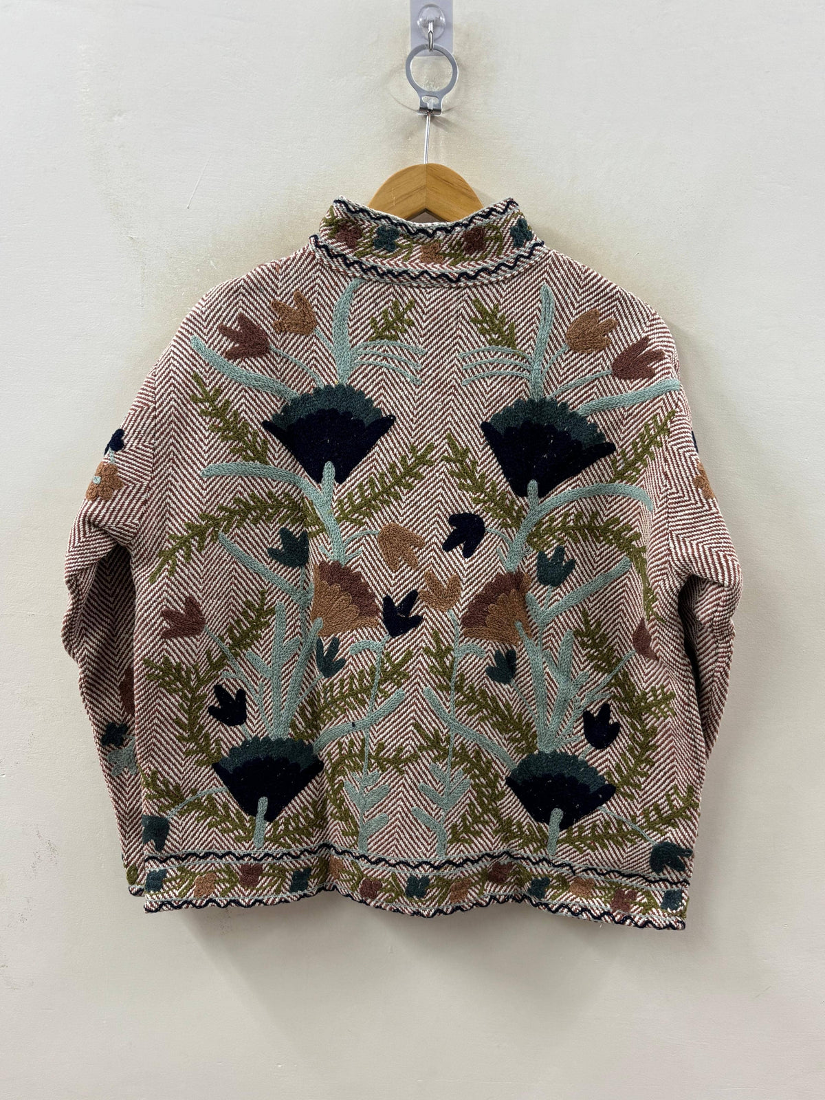 Embroidered Herringbone Cotton Jacket