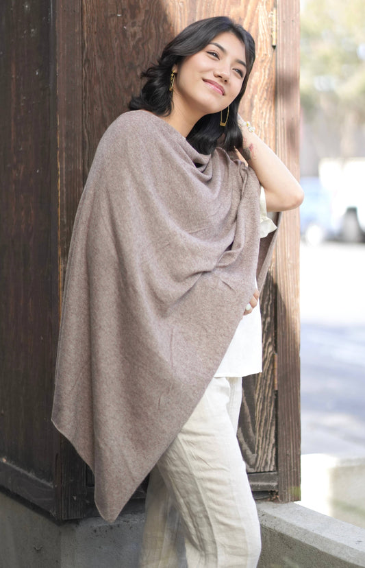 Cashmere Poncho Mocha 