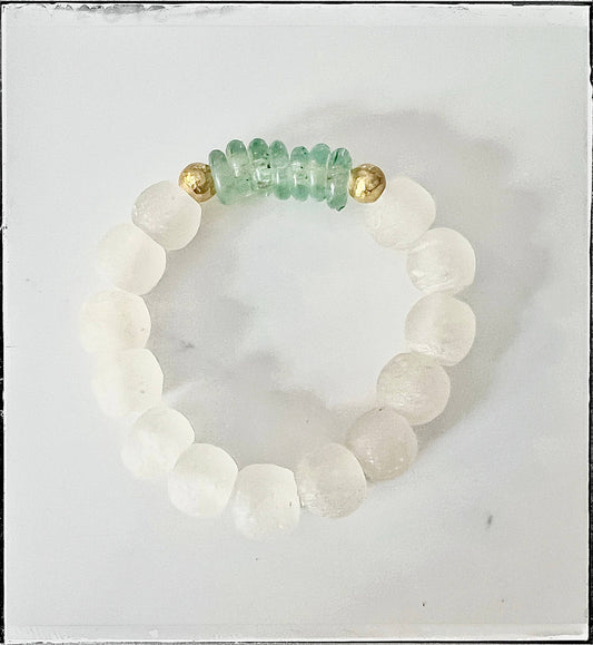 Recycled Glass & Rondelle Bead Stretch Bracelet Stacking
