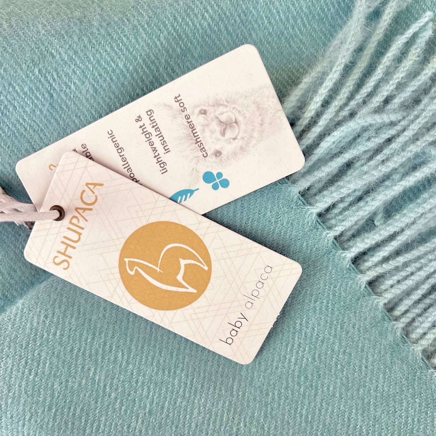 100% Baby Alpaca Throw - Sea Glass