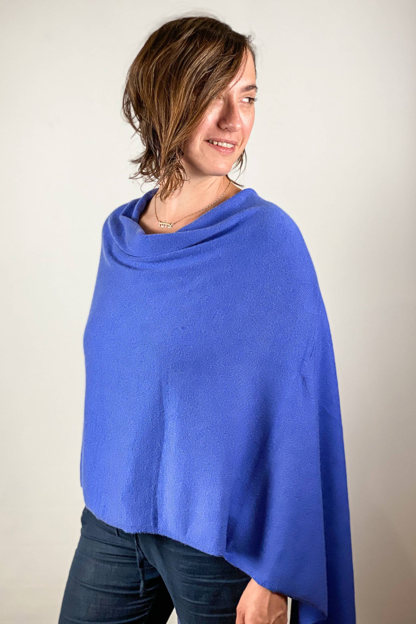 Cashmere Poncho Cobalt Blue by Dolma