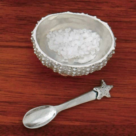 Sea Urchin Salt Cellar with Spoon — Pewter | Coastal Kitchen Gift