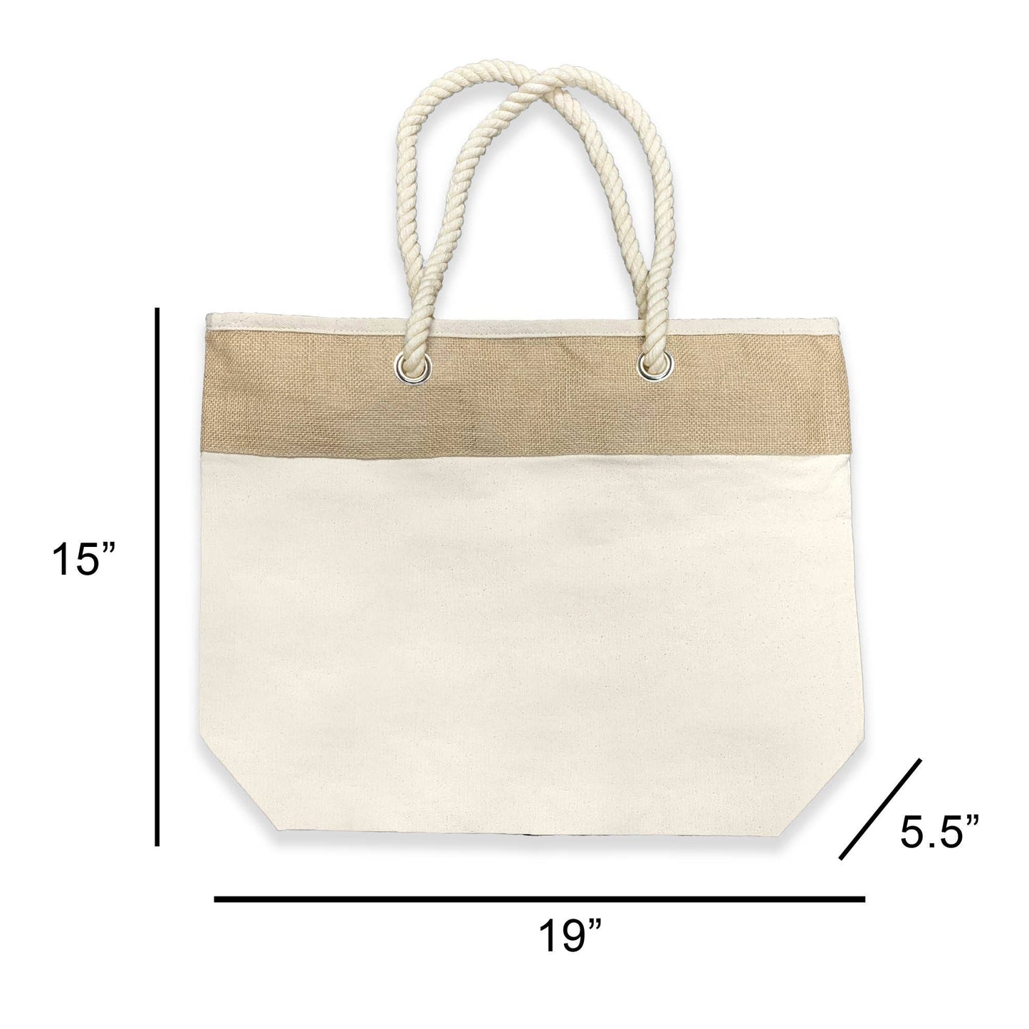 Large Cayucos Beach Tote with Jute Trim