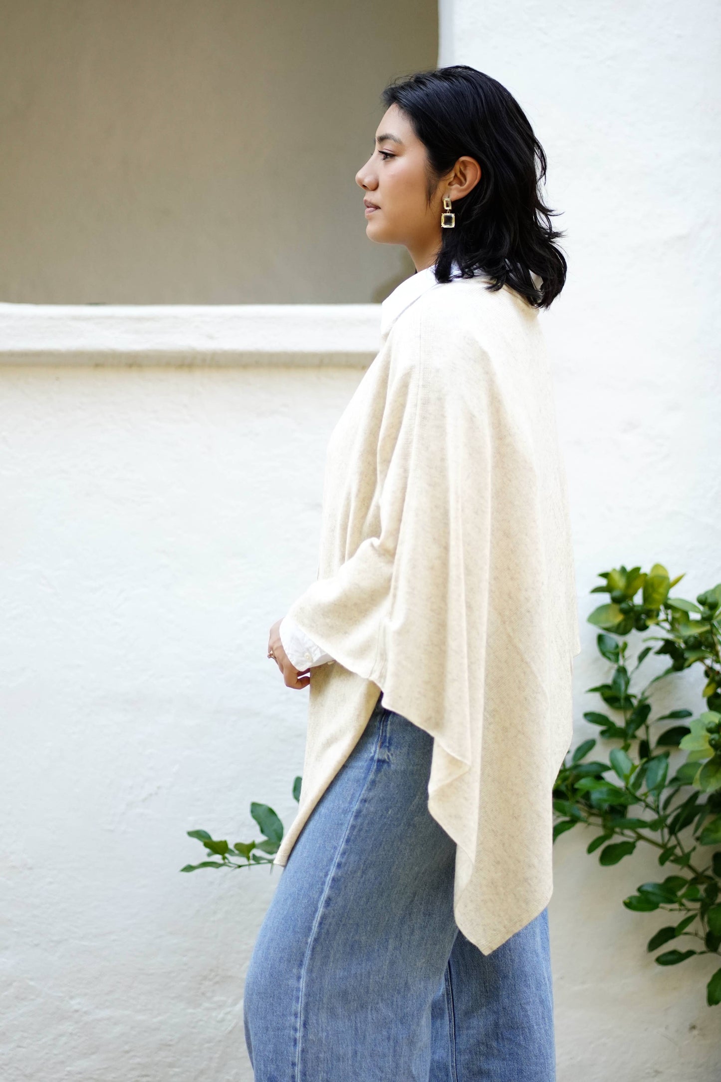 Cashmere Poncho Oatmeal 