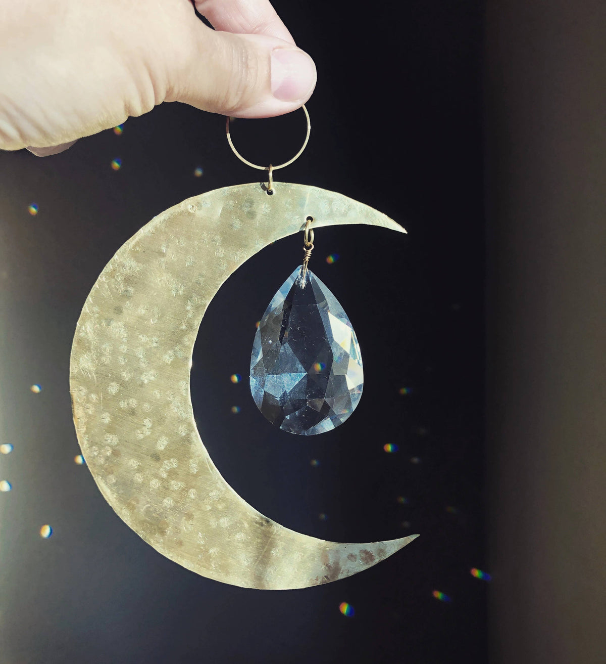 Artemis Brass Sun Light Catcher with Genuine Glass Crystal by Vida + Luz