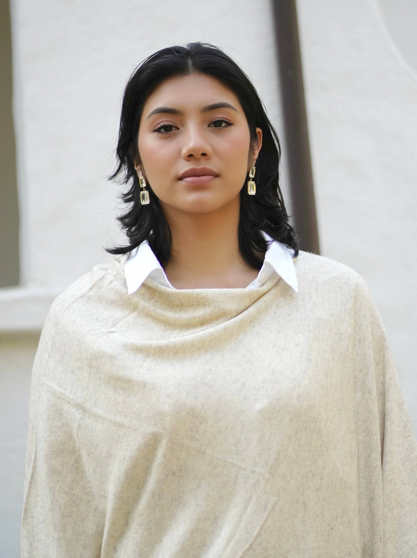 Cashmere Poncho Oatmeal 