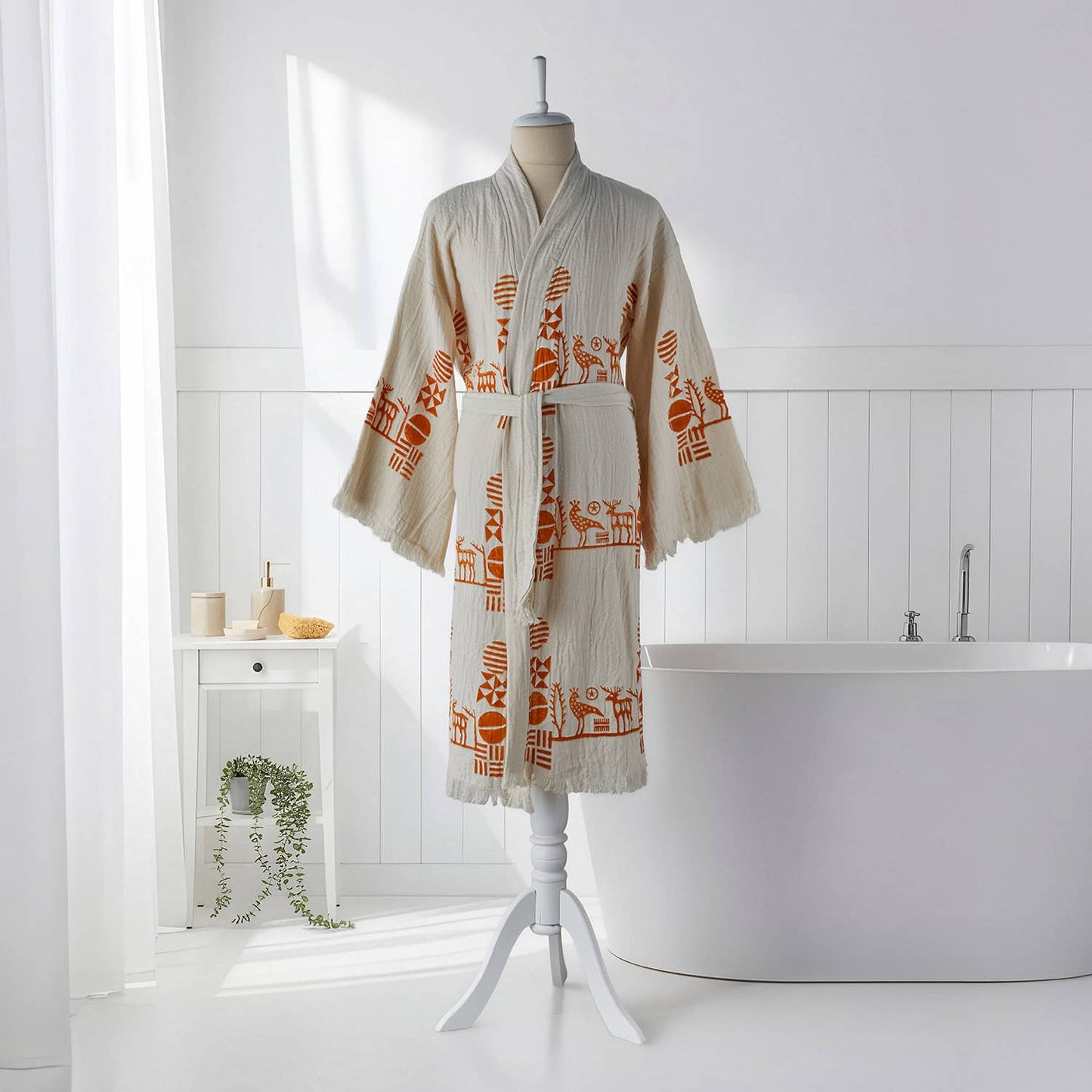 Block Printed Turkish Cotton Light-Weight Summer Kimono Robe