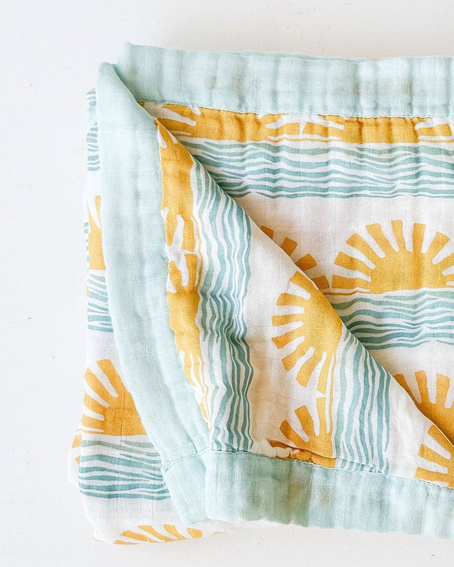 Sun + Wave Print 6-Layer Organic Baby Blanket