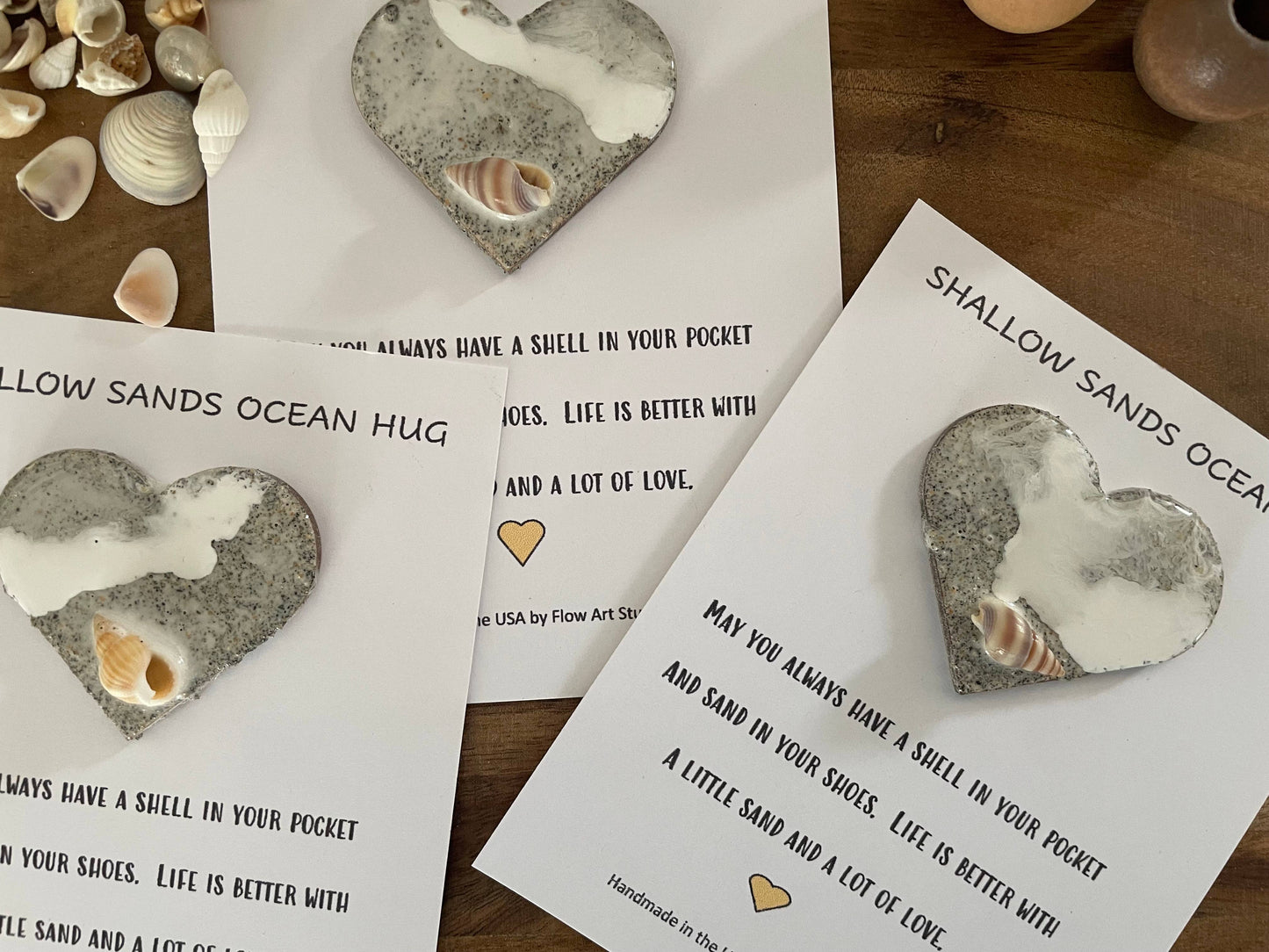 Shallow Sands Ocean Hug Card -  Handmade Resin Heart